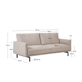 3-местный диван Galene бежевый 214 см