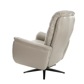 Поворотное кресло-реклайнер 5114/KM-A6010-M565 серое кожаное