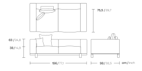 Диван Molo 2-х местный ножки тик