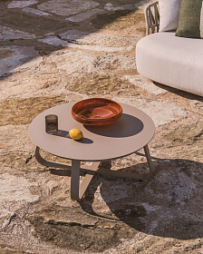 Уличный столик Tamaris из алюминия цвета таупе Ø80 см