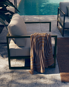 Comova Уличное кресло из алюминия светло-серое с зеленым алюминиевым каркасом