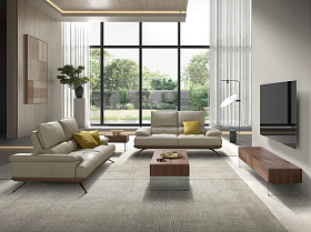 2-местный диван из серо-коричневой кожи, модель 6248