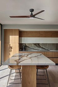 Вентилятор HEYWOOD L Ш1320mm черный / темное дерево 3P LED 10W CCT