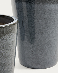 Набор из 3 кашпо Rotja с глазурованной синей отделкой, диаметр 26 / 35 / 47 см