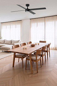 Потолочный вентилятор RUDDER L 4 Ш1320MM черный/орех 4P 18W LED CCT DIM