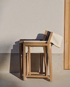 Складной стул Vilara для улицы из акации и текстиля белого цвета