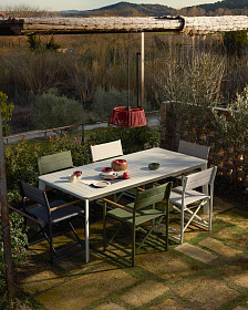 Складной уличный стул Tisno из алюминия цвета экрю и текстиля цвета экрю