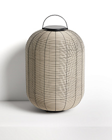 Портативная настольная лампа Saranella из светло-серого искусственного ротанга