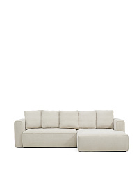 3-местный диван-кровать Marela бежевый шенилл с кушеткой справа 276 см