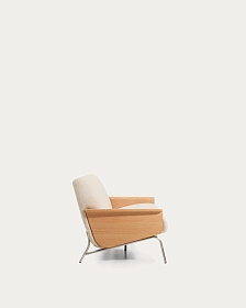 3-местный диван Amsen бежевый с подлокотниками из шпона дуба