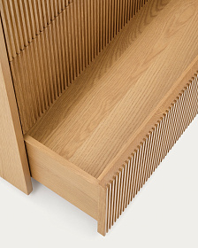 Комод Helvine с 3 ящиками из дубового шпона и закаленного стекла, 86 x 79