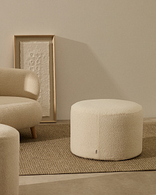 Kaeli Пуф для ног со съемным чехлом из экрю букле Ø 60