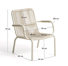 Уличное кресло Salis из алюминия цвета таупе и веревки