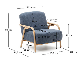 Кресло Sylo синего цвета из массива ясеня