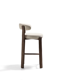 Барный стул Granite из бежевого шенилла и ясеня с отделкой орех 75 см