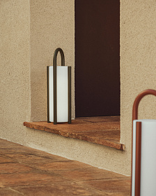 Большая портативная настольная лампа Leros из полиэтилена и стали зеленого цвета