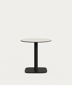 Dina Садовый круглый стол белый на черном металлическом основании Ø 68x70