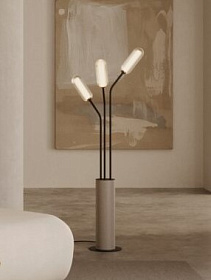 Торшер светло-серая кожа