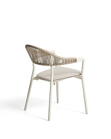Уличный стул Alimia из алюминия цвета экрю с бежевой веревкой