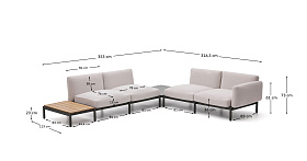 Sorells Уличный модульный 4-местный угловой диван бежевый со столиком