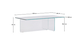 Журнальный столик Zaren из прозрачного закаленного стекла, 120 x 60 см