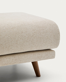 Пуф для ног Karin из бежевой синели с ножками из бука в отделке орех, 90 x 70 см
