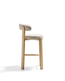 Барный стул Granite из бежевой синели и ясеня с натуральной отделкой 75 см