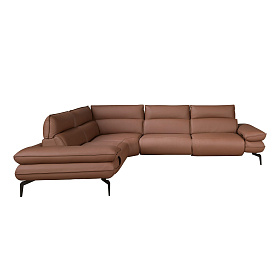 Угловой диван Relax из коричневой кожи, модель 6239