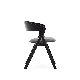 Стул Godia из дерева с черной отделкой и серым шениллом