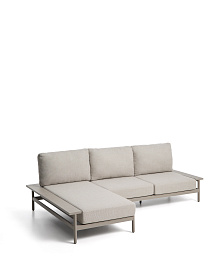 Трехместный уличный диван Vathi с левым шезлонгом цвета таупе, 250 x 159 см