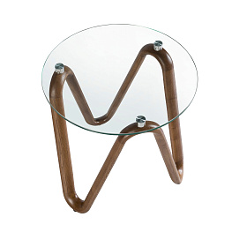 Приставной столик 2125/LT20048 из стекла и ореха