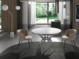 Круглый раздвижной обеденный стол 1119/MC22018DT из мраморной керамики и стали