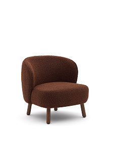 Кресло Ulit из терракотовой ткани букле с ножками из ясеня с отделкой под орех