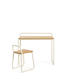 Tinn Стул из ясеневого шпона с бежевой металлической конструкцией