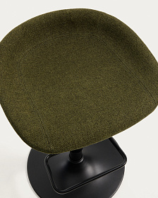 Барный табурет Danua из зеленой синели и матовой черной стали, 68-89 см