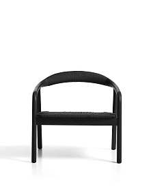 Кресло уличное Derile из дуба и веревки с черной отделкой