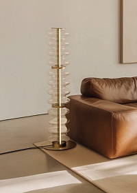 Торшер Vitree золотой металл/ прозрачный плафон