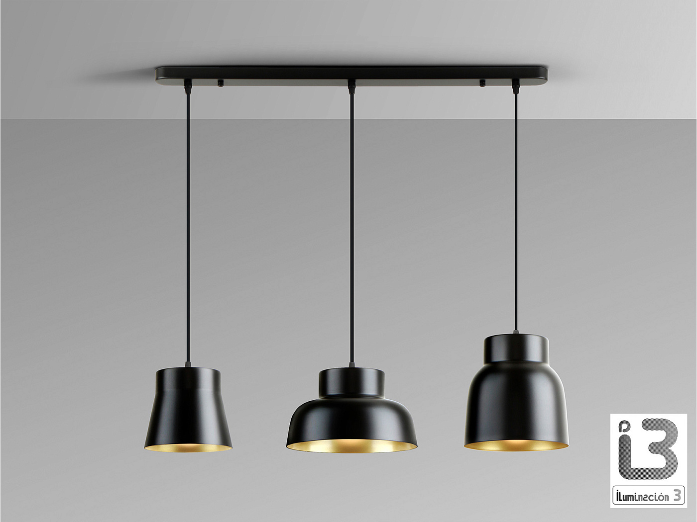 Vulcano Люстра 3L черный/золотистый