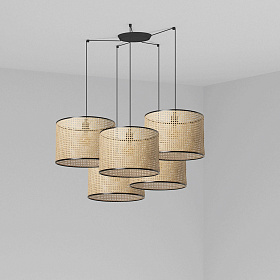 Подвесной светильник Mambo черный/ротанг ø450 5L