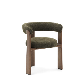 Granite Стул на 3 ножках из зеленого шенилла и массива ясеня в отделке орех