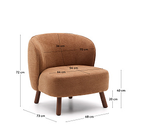 Кресло Ulit из терракотовой синели с ножками из ясеня с отделкой под орех