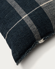 Чехол для подушки Eron из льна синего цвета с бахромой 40 x 60 см