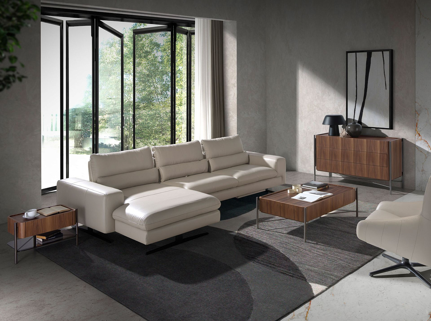 Прикроватная тумбочка 7138/MB2201NS из шпона ореха