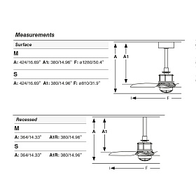 JUST FAN M Потолочный вентилятор с освещением Ш1280 черный 3P 3000K 0-10V