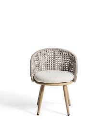 Уличный стул Lidario из алюминия с отделкой под дерево и бежевой веревки