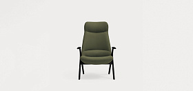 Кресло высокое Dins зеленое с каркасом из черного бука