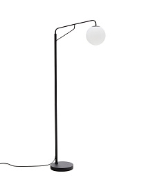 Торшер Eilo из черной стали с плафоном из матового стекла