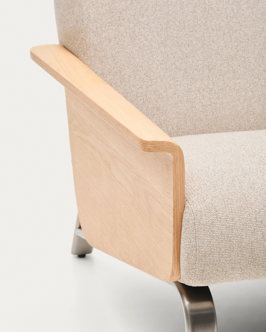 2-местный диван Amsen бежевый с подлокотниками из шпона дуба