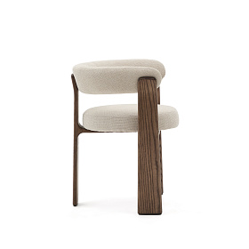 Granite Стул на 3 ножках из бежевого шенилла и массива ясеня в отделке орех