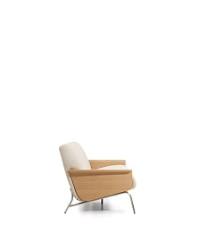 3-местный диван Amsen бежевый с подлокотниками из шпона дуба